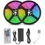 Tomshine LED Strip Lights 32.8ft Waterproof Light Strips with 44 Keys Remote Control 10m Color Changing 5050 RGB 300 LEDs 12V Flexible Tape Lights for Bedroom, Home, Kitchen Decoration (2 Pack)