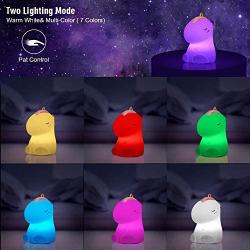 Litake Unicorn Night Light, 7-Color Breathing Modes USB Rechargeable Cute Silicone LED Animal Nursery Night Lights for Girls Bedroom, Christmas Gift Lamp for Kids, Baby, Children