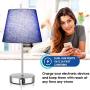 Touch Table Lamp with Dual USB Ports for Bedroom, 3 Way Dimmable Blue Touch Bedside Lamp with Charging Ports & AC Outlet, Nightstand Lamp for Living Room and Office (A19 5000K LED Bulb Included)