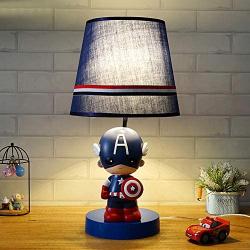 KWOKING Lighting Cartoon Movie Theme Desk Lamp Dimmable Night Light for Kids Super Hero Iron Man Birthday Gifts Table Lamp Eye-Caring Reading Light for Boys Bedroom - Captain America