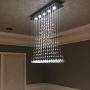 7PM Modern Crystal Rectangle Chandelier Raindrop Ceiling Light Fixture for Dining Room Kitchen Living Room L32 x W8 x H40 Inches