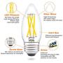 AIELIT E26 LED Candelabra Bulb 40 Watt Equivalent Dimmable, Bright White 5000K, 4W Clear Filament B11 LED Light Bulb for Chandelier, Ceiling Fan, Pendant Lights, 4-Pack