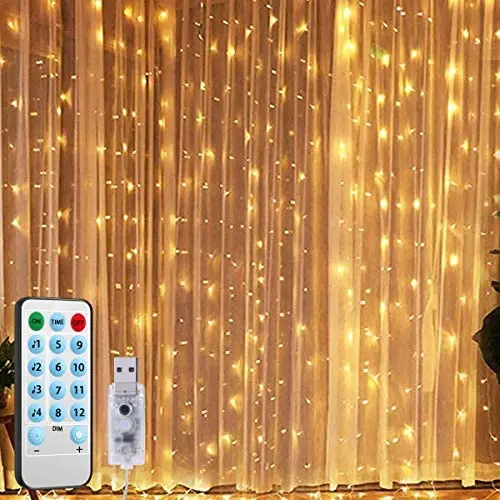 AMIR Upgraded Window Curtain String Lights, Sound Activated Function Can Sync with Any Voice, 9.8 FT 300 LED USB Powered Room Decor Lights, Wedding Party Birthday Christmas Halloween Decorations