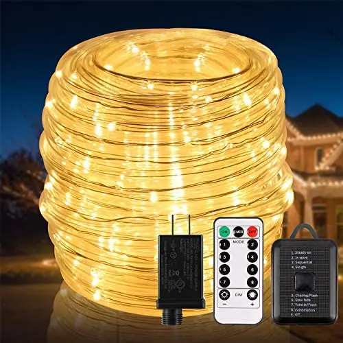 ECOWHO LED Rope Lights, Christmas Lights IP67 Waterproof LED Outdoor Lighting, Connectable Extend to 60m Low Voltage 24v String Lights Plug in Tube for Gazebo Deck Patio Pool Camp Bedroom Path Indoor