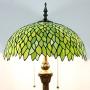 Tiffany Floor Standing Lamp W16H64 Inch 2E26 Stained Glass Green Wisteria Style Shade Antique Reading Lighting Base S523 WERFACTORY LAMPS Bedroom Living Room Bedside Table Bookcase Dresser Lover Gifts
