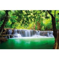 GREAT ART Photo Wallpaper – Waterfall Feng Shui – Picture Decoration Nature Jungle Paradise Asia Travel Location Thailand Wellness Spa Relax Image Decor Wall Mural (82.7x55.1in - 210x140cm)