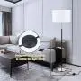 Floor Lamp with Big Drum Lampshade, Standing Lamp with Bulb and Convenient Pull Chain Foot Switch, Tall Light for Reading Living Room, Couch Side White Big Corner Lamp, H 67 (Bulb Included)
