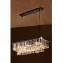 Saint Mossi Modern K9 Clear Crystal Bar Rectangle Raindrop Chandelier Lighting LED Ceiling Light Fixture Pendant for Dining Room Bathroom Bedroom Livingroom 8 E12 Bulbs Required H10'' X L34''X W14''