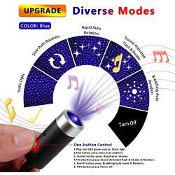 USB Star Light, Sound Activated Strobe with Auto Rotating, 2Packs, Ruibytree USB Night Light, Adjustable Romantic Interior Car Lights Decoration for Car Party Bedroom Christmas (1Red & 1Violet Blue)