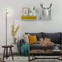 ArcoMead Industrial Floor Lamp with Smoke Gray Glass Shade,On-Off Switch,Modern Indoor Pole Light for Bedroom,Living Room,Study Room or Offices (Black)