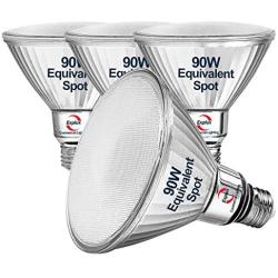 Explux 90W Equivalent Classic Full Glass LED PAR38 Spotlight Bulbs, 30° Spot Beam, 5000K 4-Pack, Dimmable, Outdoor Weatherproof, Daylight