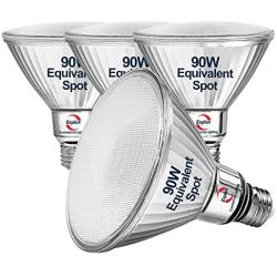 Explux 90W Equivalent Classic Full Glass LED PAR38 Spotlight Bulbs, 30° Spot Beam, 2700K 4-Pack, Dimmable, Outdoor Weatherproof, Soft White