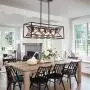 bgLight 5-Light Farmhouse Island Light, Rustic Linear Chandelier Metal Vintage Dining Room Hanging Lighting Fixtures for Dining Room, Kitchen Island