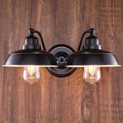 CO-Z 2 Light Rustic Vanity Light in Oil Rubbed Bronze Finish, Vintage Industrial Bathroom Wall Lighting Fixture, Metal Wall Mount Lamp for Farmhouse Bathroom Bedroom Reading Cafe.