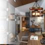 PUZHI HOME Farmhouse Chandeliers 5 Lights Kitchen Island Pendant Lighting Fixture Circular Wood Chandeliers Industrial Metal Retro Pendant Lights for Dining Room Kitchen