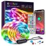 50ft LED Strip Lights, Ultra-Long RGB 5050 LED Light Strips with 44-Key Remote, Music Sync Color Changing LED Light, APP Controlled LED Light Strip (APP+Remote+Mic+4 Button Switch)