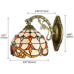 BAYCHEER HL457824 Tiffany Style Colorful Glass Shade Wall Sconce Lighting Vintage Wall Sconce Lamp Fixture One Light Dragonfly Night Light