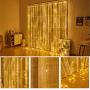 BLBO Curtain String Lights, Fairy Lights for Bedroom 9.8 Ft with 300 LED, 8 Lighting Modes for Brithday, Party Indoor Wall Decorations Warm White