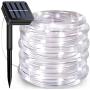 Solar Rope Lights, 66 Feet 200 LED 8 Modes Solar Rope String Lights Outdoor Fairy Lights Rope Waterproof Tube Lights with Solar Panel for Outdoor Indoor Home Decoration Garden Patio Parties