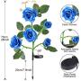 HeyMate Solar Garden Lights Outdoor 2 Pack Solar Blue Rose Flower Lights with 10 Rose Flowers Solar Christmas Decorative Lights Waterproof for Garden,Patio,Backyard,Pathway,Xmas Decorations