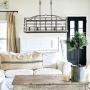 Farmhouse Chandelier for Dining Room, Rectangle 5-Light Kitchen Island Lighting, Faux Wood Finish