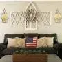 Mason Jar Sconces Wall Decor with Remote Control LED Fairy Lights, Farmhouse Rustic Wall Decor with Bronze Retro Hooks, Silk Hydrangea Design for Home Decorations Set of Two