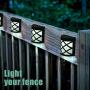 GIGALUMI Pack of 4 Solar Fence Lights, 6 LEDs Per Light, Waterproof Solar Wall Lights for Outdoor Deck, Patio, Stair, Yard, Path and Driveway. (Cold White)