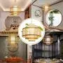 Bamboo Lantern Pendant Lamp, Retro Japanese Style E28 Chandelier Hanging Light Ceiling Lighting Fixture for Living Room Bedroom Restaurant Cafe Teahouse Bar Dining Room Club