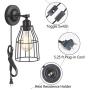 ZZ Joakoah 2 Pack Rustic Wall Sconce with Plug in Cord and Toggle Switch, Black Metal Cage Industrial Wall Lamp Light Fixture for Headboard Bedroom Farmhouse Garage Porch Bathroom Vanity