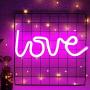 Fancci Pink Love Neon Sign, Decorative Neon Signs for Wall Decor, Cute Neon Light Sign, USB/Battery Love Led Signs Neon Lights for Bedroom, Kids Room, Party, Christmas, New Year Decor (Pink)