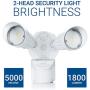 Hyperikon LED Security Light with Motion Sensor, Outdoor Flood Light with 2 Head Dusk to Dawn, 20 Watts, UL Listed, White