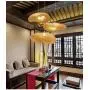 Pendant Lighting for Kitchen Island, XINDAR Modern Twist Hanging Light Kit Bamboo 1 Light Dining Room Pendant Lamp in Beige (23.5 inch)