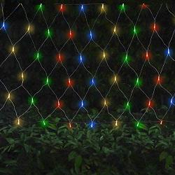 Garden Net String Lights by Oopswow, Outdoor Backyard Twinkle Decorative Fairy Lights 192LED 9.8X6.6ft 8 Modes Waterproof Bush Blanket Lights for Patio Tree Fence Wall Lawn Window Decor(Multicolor)