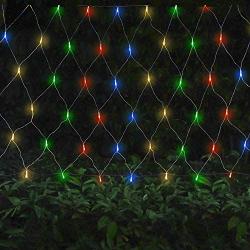 Garden Net String Lights by Oopswow, Outdoor Backyard Twinkle Decorative Fairy Lights 192LED 9.8X6.6ft 8 Modes Waterproof Bush Blanket Lights for Patio Tree Fence Wall Lawn Window Decor(Multicolor)