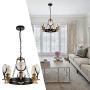 Weesalife Industrial Style 6-Lights Chandeliers, Vintage Car Lamp Pendant Lighting, Black and Oil Rubbed Bronze Metal, for Dining Room, Living Room, Kitchen Island, Hotel, Cafe, Bar, Restaurant