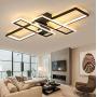 Modern Designer Chandelier Dimmable LED Ceiling Light Living Room Flush Mount Ceiling Fixture Lamp Chic 4 Rectangle Dining Room Bedroom Acrylic-Panel Remote Ceiling Lighting for Office Bathroom Hotel