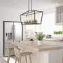 Emliviar Modern 5-Light Kitchen Island Pendant Light Fixture, Linear Pendant Lighting, Black and Gold Finish with Clear Glass Shade, P3033-5LP