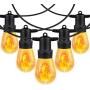 iMartine Decorative String Light Outdoor Waterproof LED with Flickering Flame Lights, 48FT Orange Patio Lights with 15 Shatterproof Bulbs, Decor for Backyard Cafe Bistro Wedding Party Garden Festival