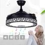 42 inch Ceiling Fan Light with Bluetooth Speaker and Remote Control, Modern 3-color Dimming Chandelier Mute Ceiling Fans with Lights for Bedroom Dining/Living Room (42inch-Black)
