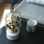 CO-Z Industrial Desk Lamp with Marble Base, Mid-Century Modern Table Lamp 10 Inches in Height, Edison Bulb Not Included for Living Room Bedroom Dining Room.