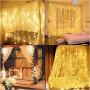 Window Curtain String Light 9.8 X 9.8Ft USB Fairy Lights Curtains with Remote Control 8 Modes Fairy Lights 10 Strings for Kids Bedroom Party (Warm White)