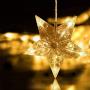 PEIDUO 9 Stars Curtain String Lights Plug Powered with Warm White Light Star Decoration for Indoor, Outdoor, Ramadan ,Christmas, Wedding, Party, Home Decorations