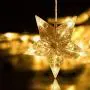 PEIDUO 9 Stars Curtain String Lights Plug Powered with Warm White Light Star Decoration for Indoor, Outdoor, Ramadan ,Christmas, Wedding, Party, Home Decorations
