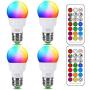 RGB LED Light Bulb, Color Changing Light Bulb, 40W Equivalent, 450LM, 2700K Warm White 5W E26 Screw Base RGBW, Flood Light Bulb- 12 Color Choices - Timing Infrared Remote Control (4 Pack)