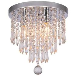 Hile Lighting KU300107 Crystal Chandeliers Flush Mount Ceiling Light Lamp,Diameter 11.0 Inch Height 11.8 Inch, 3 Lights