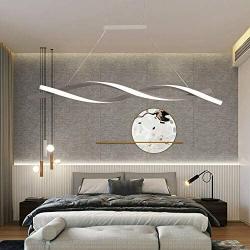 TFCFL Modern LED Pendant Lighting, 47 Inch Contemporary Wave Shape Chandeliers Hanging Light Fixture for Dining Room Kitchen Island Table (Gray)