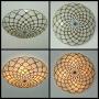 Tiffany Ceiling Light Chandelier Stained Glass Lamp Handmade Flush Mount Fixture Vintage Lighting for Bedroom, Dining Room E26 Bulbs (Lattice)