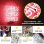 Neon Signs Girls, Pink Neon Girls Girls Girls Signs, Neon Wall Sign Light, Hanging Neon Lights, Custom Neon Words Real Neon for Wall Bedroom Room Decor Bar for Party Christmas Holiday Decoration Sign