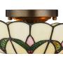 LITFAD Tiffany Stained Glass Style Flush Mount Ceiling Light Fixture in Yellow 10'' Wide 2 Lights Mission Inverted LED Ceiling Lamp for Bedroom, Kitchen Island, Corridor