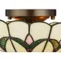 LITFAD Tiffany Stained Glass Style Flush Mount Ceiling Light Fixture in Yellow 10'' Wide 2 Lights Mission Inverted LED Ceiling Lamp for Bedroom, Kitchen Island, Corridor